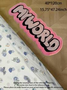 1 قطعة سجادة صوفية مزيفة بنمط نص "عالمي" مضحك، قابلة للغسل بالغسالة - بشكل غير متماثل، مناسبة لغرفة النوم، الديكور الداخلي، عيد الميلاد، ، عيد الأب - وردي بتصميم أحرف سوداء