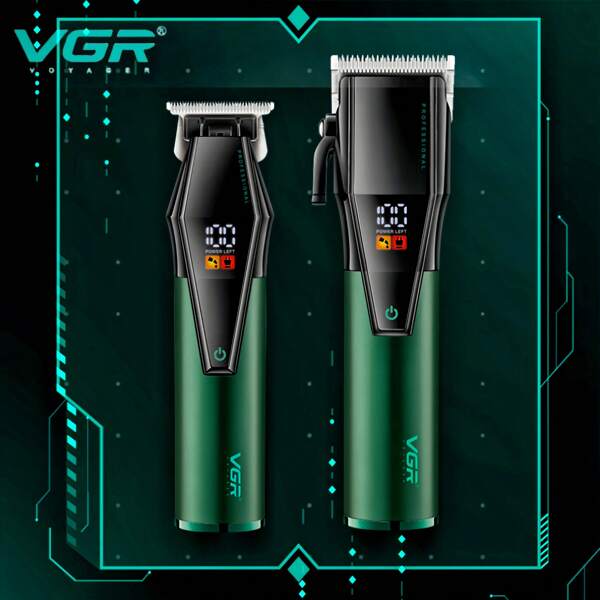 VGR Set de cortapelos inalámbricos profesionales con recorte de cabello Clipper 9000 RPM, pantalla digital C A High, de alta potencia, para barbería C