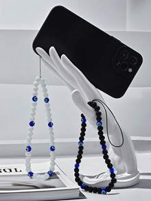 1pc Evil Eye Blue Eye Glass Phone Lanyard, Phone Case Accessory, Camera Earphone Pendant - Multicolor - View 2
