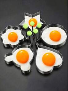 4pcs Or 1pc Stainless Steel Egg Rings, Pancake Molds - Egg Shaped For Frying Pan, Stainless Steel Pancake Molds For Pancakes And Fried Eggs, Kitchen Accessories, Egg Molds, Fried Egg Molds, DIY Fried Egg Molds, Creative Egg Molds, Egg Tools, Egg Steamer, Egg Ring Molds For Cooking, Stainless Steel Ring Molds, Bread Molds, Kitchen Accessories (Random Color & Style) - Multicolor - View 2