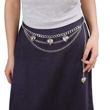 1 pièce Chaîne de taille multicouche en métal punk en forme de cœur, accessoire de décoration hip-hop à la mode pour un usage quotidien