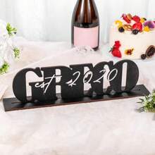 Custom Wedding Tabletop Ornament - Exclusive Personalized Wooden Decoration For Head Table, Four Sizes Available, Cherish The Memories - Wedding, Anniversary Gift - Elegant Logo For Bride And Groom, Stylish, Modern, Customized, Personalized, Unique, Ideal Gift For Him