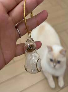 1 Pezzo Capsula Commemorativa Trasparente Per Gatti - Design Viso Carino Con Anello Per Appendere - Regalo Commemorativo Per Amanti Dei Gatti, Conserva I Peli Del Tuo Animale Domestico A Lungo Termine, Design Emozionale, Chiusura Sicura, Memoriale Per La Perdita Del Tuo Animale Domestico