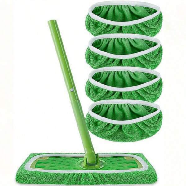4-Piece Reusable Mop Pad - Highly Absorbent, Easy To Clean Floor Cleaning Cloth, Suitable For Both Dry And Wet Use, Durable Dust Removal Mop Head, Battery Free, Perfect For Home And Commercial Flooring