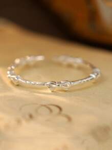 1 pieza Anillo en forma de lazo dulce de diseño único, anillo delgado para apilar en los dedos, accesorio de moda