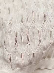 Women Simple Solid Color Sheer Mesh Texture Knitted Tank Top, For Daily Wear, Summer