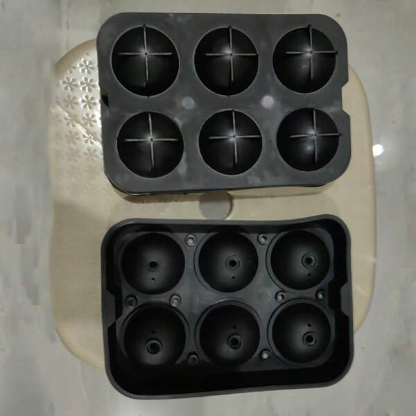 1pc Large Capacity 6-Cavity Silicone Ice Ball Maker, Sphere Ice Cube Tray, Beverage Ice Mold