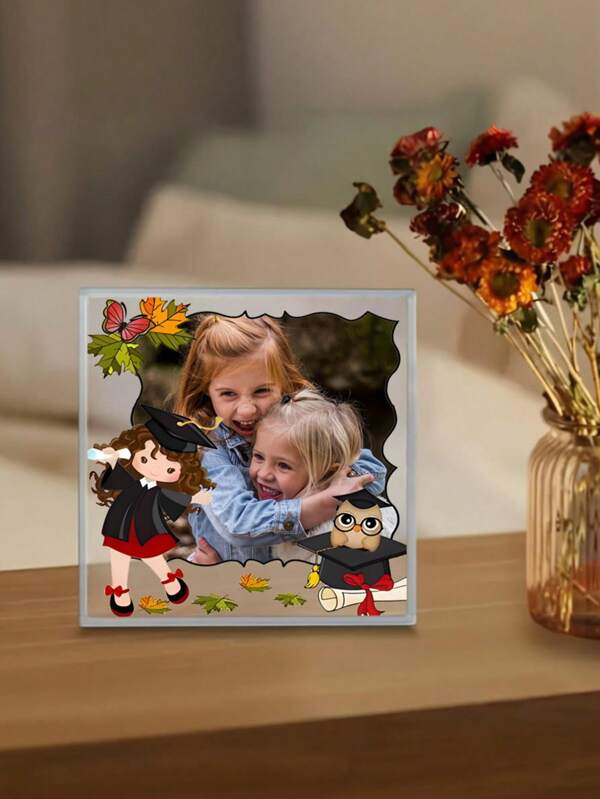 1pc Customized Acrylic Photo Frame, Personalized Acrylic Display Decor For Office Desk, Living Room, Bedroom, Unique Gift For Family, Friends, Students, Parties, Weddings