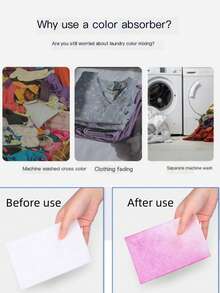 100/10 片不褪色洗衣片 - 防止染料转移，可混合洗涤以获得鲜艳效果，防静电保护精致织物，适合家庭和商业用途，洗衣配件，吸色片防止颜色脱落，用于混合浅色和深色衣物 - 白色 - 查看 2