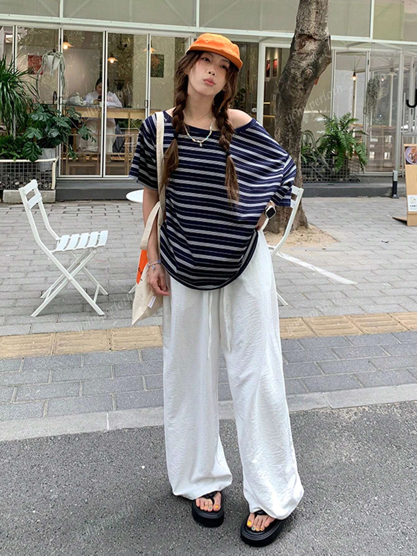 F14 STYLE Retro Stripe Asymmetric Tee image