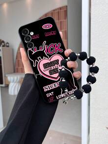 1pc Black TPU Cute Edgy Girl Butterfly & Cat Printed Shockproof Protective Phone Case And 1pc Black Furball Lanyard Compatible With IPhone Phone Cases / Matching Phone Cases / Kickstand Phone Cases / Fun Phone Cases / Android Phone Cases / Phone Cases / Phone Cases / OPPO Phone Cases / Compatible With IPhone 16 Pro Max / A14 Phone Cases - Multicolor - View 3