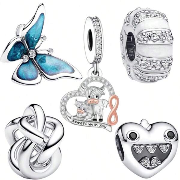 MIHUA Gold Plated Stones & Enamel Clip Infinite Heart Knot Charm Beads Fit Original Snake Bracelet Necklace Beads For Diy Jewelry Making Women Jewellery Gift For Girl Daughter