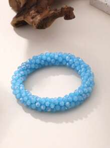 1 pieza Regalo de festival Popular pulsera de cuentas de cristal artificial apilable y elástica para mujeres y hombres de 6.5-8 pulgadas, para uso diario, vacaciones, festivales, regalo, joyería llamativa