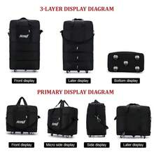 Expandable Rolling Duffle Bag With Wheels, 32" 42" Large Capacity Foldable Duffle Bag With Handle For Travel, Rolling Wheeled Luggage Carry On Duffel Bags - màu đen - Xem 3