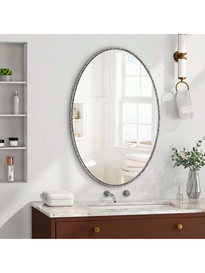 Wand Spiegel Oval Elegante Bathroom ation Bedroom Clear Glass Metal Frame