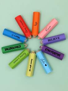 10 件/40 件铅笔形橡皮擦，鼓舞人心的橡皮擦，散装激励橡皮擦，你真棒，适合学生、办公室、教室、奖品派对礼物，10 种颜色。定制姓名铅笔橡皮擦。这些可爱的橡皮擦可用 - 彩色 - 查看 7