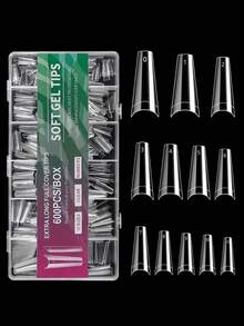 600PCS Half Cover Coffin Nail Tips 12 Size Half Cover Acrylic False Nail Tips With For Nail Tips Art Salons And Home DIY