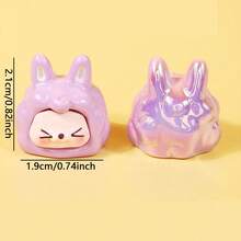 10/20 Pcs Macaron Color Rabbit Head Decorative Beads, Cute Character Resin Decorations, Various Colors, Suitable For Handmade Artworks Such As DIY Keychain, Mobile Phone Chain, And Bag Chain - Mix Colors - View 3