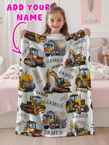 1pc Customizable Text Blanket, Suitable As Gift For Girls, Boys, Adults, Valentine's Day, Lightweight, Soft And Warm, Suitable For Mother's Day, Birthday, Father's Day, Graduation, Wedding, Christmas, Home Sofa, Bed, Car, Bedroom, Living Room - Multicolor - View 3