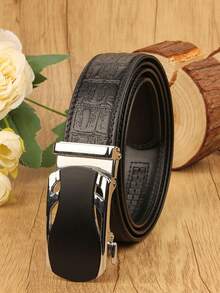 1 条男士黑色自动扣腰带，时尚商务休闲正式婚礼派对腰带，送给丈夫/父亲的礼物，牛皮波西米亚图案 PU 皮带，四季皆宜 - 彩色 - 查看 13