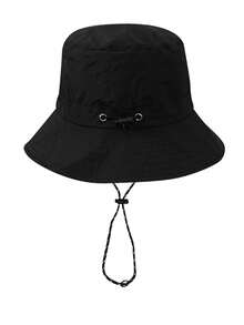 1 peça chapéu de sol tipo balde para crianças pequenas/grandes, tecido de secagem rápida, boné esportivo para atividades ao ar livre, primavera/verão, para caminhadas, acampamento, com cordão ajustável, preto, portátil para escola, atividades ao ar livre - Preto - Ver 3