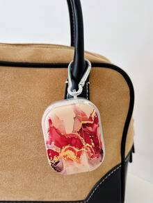 大理石纹耳机盒，水墨艺术透明 TPU 耳机盒，带金箔装饰，保护性时尚透明耳机盒，带 1 个耳机盒登山扣，兼容 保护套、耳机、 Pro（第二代）、 3、 Pro、 1/2、 4