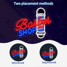 Barber Shop 10 Level Dimmablee LED Neon Decor Sign, Wall/Desktop Business Sign, For Indoor And Outdoor,Unique Decoration For Barber Shop,Gift For Friend/Shop/Stores/Room, 5V2A USB Powered - FY-TM-250186 - 查看 5