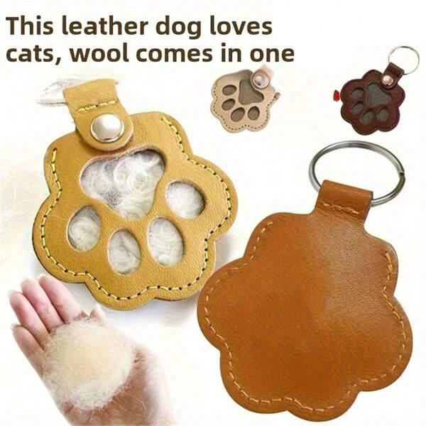 Pet Lost Hair Storage Keychain, Cat And Dog Hair Storage Bag, Leather Pet Hair Charm Bag