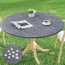 1 pièce Nappe de table en bois rond, protecteur de table en vinyle imperméable, protecteur de dessus de table composite en flanelle anti-rayures, nappe lavable résistante aux taches et à l'huile, convient pour l'intérieur, l'extérieur, le patio, le pique-nique, le camping, toutes saisons, printemps/été