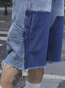 Pantalones cortos de mezclilla de pierna recta, jeans desteñidos con parches, conjunto de moda informal como regalo, adecuado para el verano