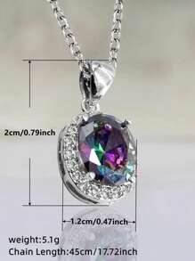 1 Pc Romantic Cubic Zirconia Necklace Pendant For Women For Valentine's Day Gift Engagement Anniversary Party Jewelry