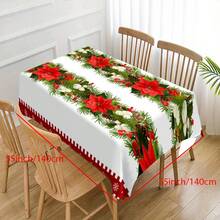 1 Stück Polyester-Tischdecke, Weihnachtsthema Tischdecke mit rotem Karomuster, dekoriert mit Tannenzweigen, goldenen Kugeln, Orangenscheiben und Lebkuchen, perfekt zum Dekorieren von Esstischen, um eine warme und festliche Atmosphäre für Familienfeiern und Feiertagsveranstaltungen zu schaffen. Geeignet für Gartenpartys, Picknicks, Abendessen, ideal für Heim- und Restaurantdekor.