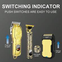 LQT 1/2/3pcs Set USB Rechargeable Electric Hair Clipper, Professional Precision Trimmer, Ergonomic Design, Cordless Efficient, For Beard, Sideburns And Full Body Grooming, Portable Lightweight Electric Shaver, Men's Wireless Trimmer, LED Display, Accurate Hair And Beard Cutting - Multicolor - View 6