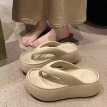 Sandalias de tacón alto con hebilla, 2025 Nuevas sandalias casuales a juego para mujer para uso en el hogar, antideslizantes, resistentes al desgaste, de EVA, con alta elasticidad, inodoras, amortiguación de golpes, suaves y cómodas