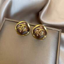 1 PIEZA Pendientes de perla con diseño geométrico - Pendientes de lujo minimalistas para mujer