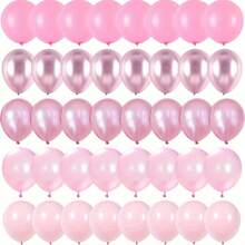 50 件粉色气球套装 - 铬粉色、珍珠粉色、马卡龙粉色和各种柔和粉色色调，适合装饰背景和送给女孩和女孩的生日、婚礼、洗礼、公主派对和庆祝活动的礼物 - 粉色 - 查看 1