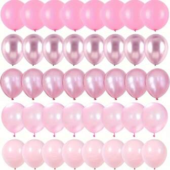 50pcs Pink Balloon Set - Chrome Pink, Pearl Pink, Macaron Pink And Various Soft Pink Shades, Suitable For Decorating Backgrounds And Gifts For Girls And Girl Birthdays, Weddings, Christenings, Princess Parties And Celebrations