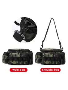 夏季钓鱼用具腰包可调节斜挎腰包，可容纳诱饵、鱼线和鱼钩，多用途户外实用收纳，露营、皮划艇、徒步旅行，可转换为单肩包，送给父亲的好礼物