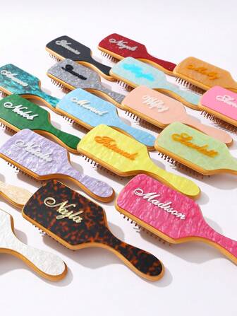 1 st personlig, modern, akrylglitter, marmor, namngiven hårkam, unik brudtärnepresent till brudtärnor, present till henne/mamma, multifunktionell, dekorativ, bokstav, enfärgad, vintage, modern, färgglad, fritid, grunder, casual, mjuk, unik, anpassad, personlig, anpassad, perfekta presenter till henne, flickvän, henne, pojkvän, vänner, jul, skönhetsaccessoarer