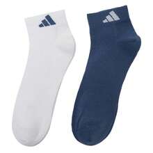 Adidas 2雙白色+藍色男女款休閒運動襪 低踝 2PP 日常戶外訓練襪 極簡短襪 KC1505 - 柔和墨水藍/白色 - 查看 2