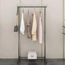 Double Layer Clothes Hanger, Large Capacity Multifunctional Bedroom Clothes Hanger, Portable Coat Rack, Vertical Clothes Hanger, Easy To Assemble, Convenient To Move, Suitable For Bedroom, Living Room And Clothing Store Display