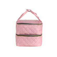 Pink Nail Polish Organizer Bag Double Layer Nail Storage Bag 40 Bottles Multifunction Cosmetic Bag