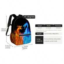 Backpack For Boys And Girls, Double-Sided Pattern Backpack, Large Storage Gamepad/Football/Colour Pattern Bag Sports Backpack For School Students - Color-water and Fire Dragon - View 2