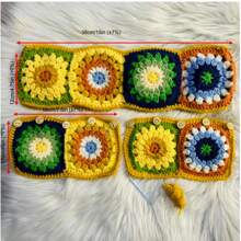 onEternal 1 Handmade Crocheted Steering Wheel Cover & 2 Seatbelt Covers Car Interior Decor Set, Yellow & Blue
