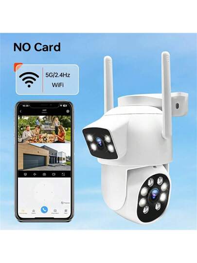 2.4G/5GHz Dual Lens Security Camera, 360° Rotating Tilting WiFi Surveillance Night Vision, Automatic Tracking, Two Way Audio, Outdoor Home Monitoring System, USB Power Supply, Motion Detection, Wireless, Security, Anti Social Attacks, Camera view 4