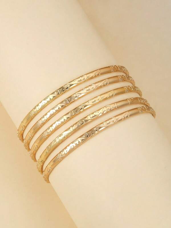 5pcs Fashionable & Elegant Floral Bangle Bracelets