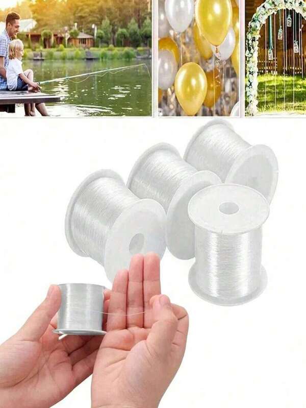 4pcs/2pcs Transparent Fishing Line - Practical Monofilament Rope, Suitable For Balloons, Garlands, Photos And Crafts, Perfect For Halloween//Thanksgiving/Holiday Event Decoration, Home Decoration, Party Decoration
