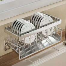 1 pièce Rangement pour évier de cuisine avec porte-serviettes et plateau d'égouttage automatique, support pour éponge. Organiseur et rangement pour évier de cuisine en acier au carbone anti-rouille. Accessoires d'évier de cuisine.