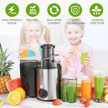 Juicer Machines,3 Speed Control,Juicer Whole Fruit And Vegetables, Centrifugal Juicer Extractor Max Power 400W,Cleaning Brush And Juicing Recipe Included - US A Type Plug(110-127V) - View 9