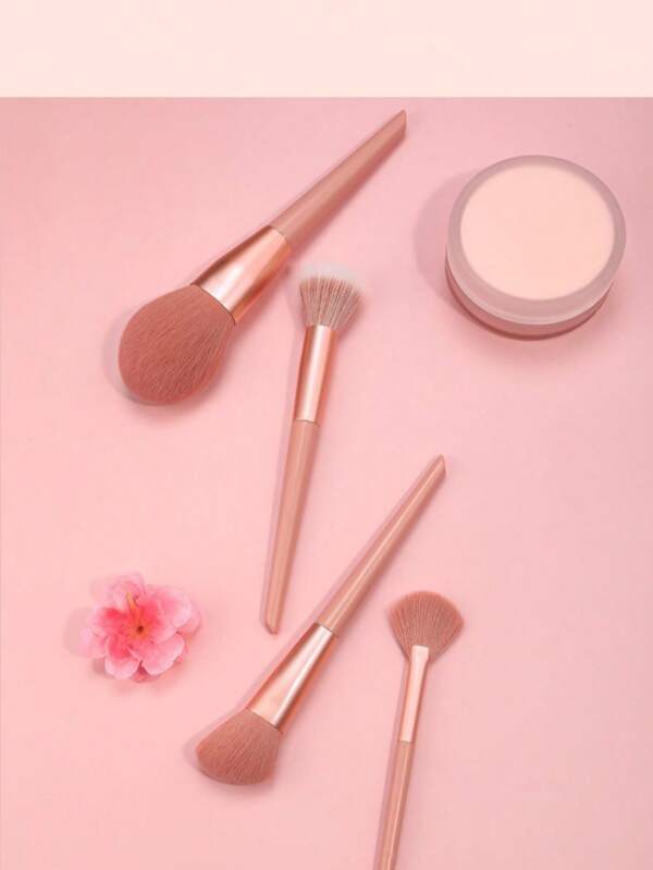10pcs Sakura Flower Makeup Brush Set, Includes Powder, Eye Shadow, Contour, Fan Highlighter Brushes, Full Kit